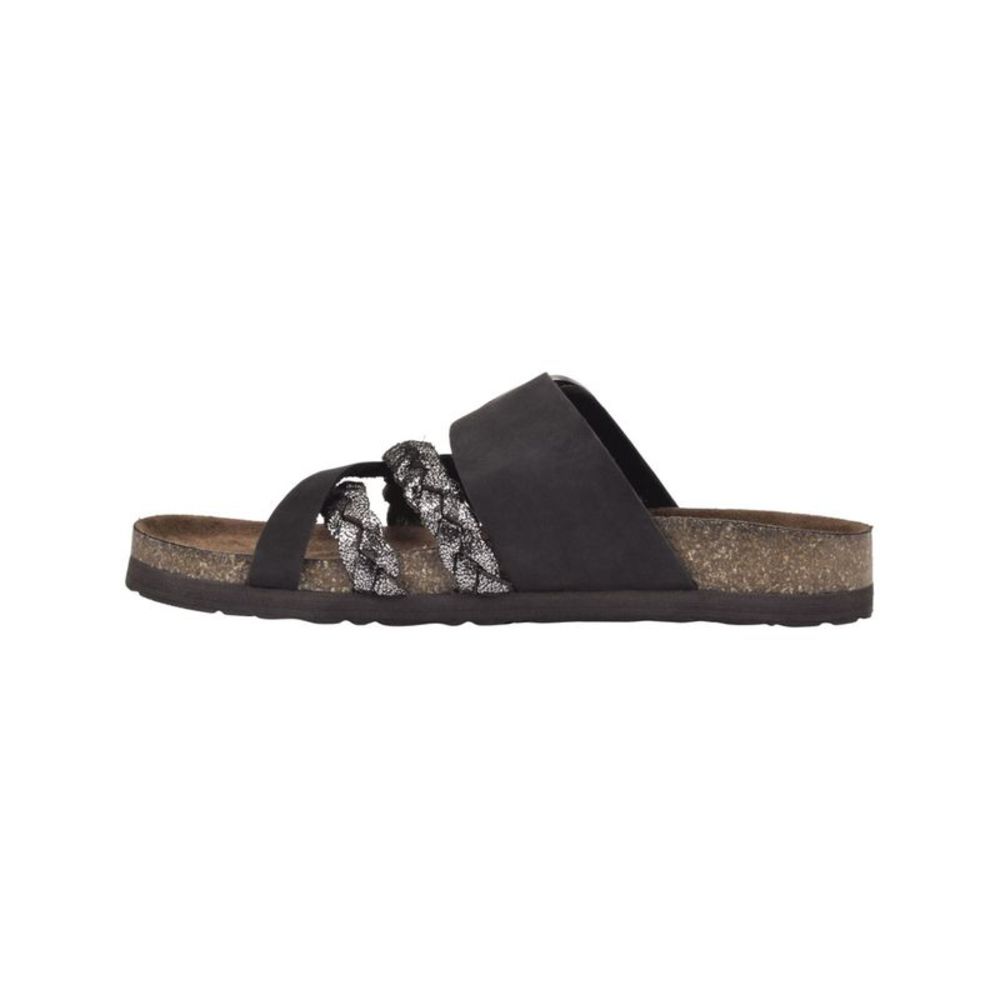 WHITE MOUNTAIN FOOTBEDS Womens Black Wide Healing Slip On Slide Sandals 7 M
